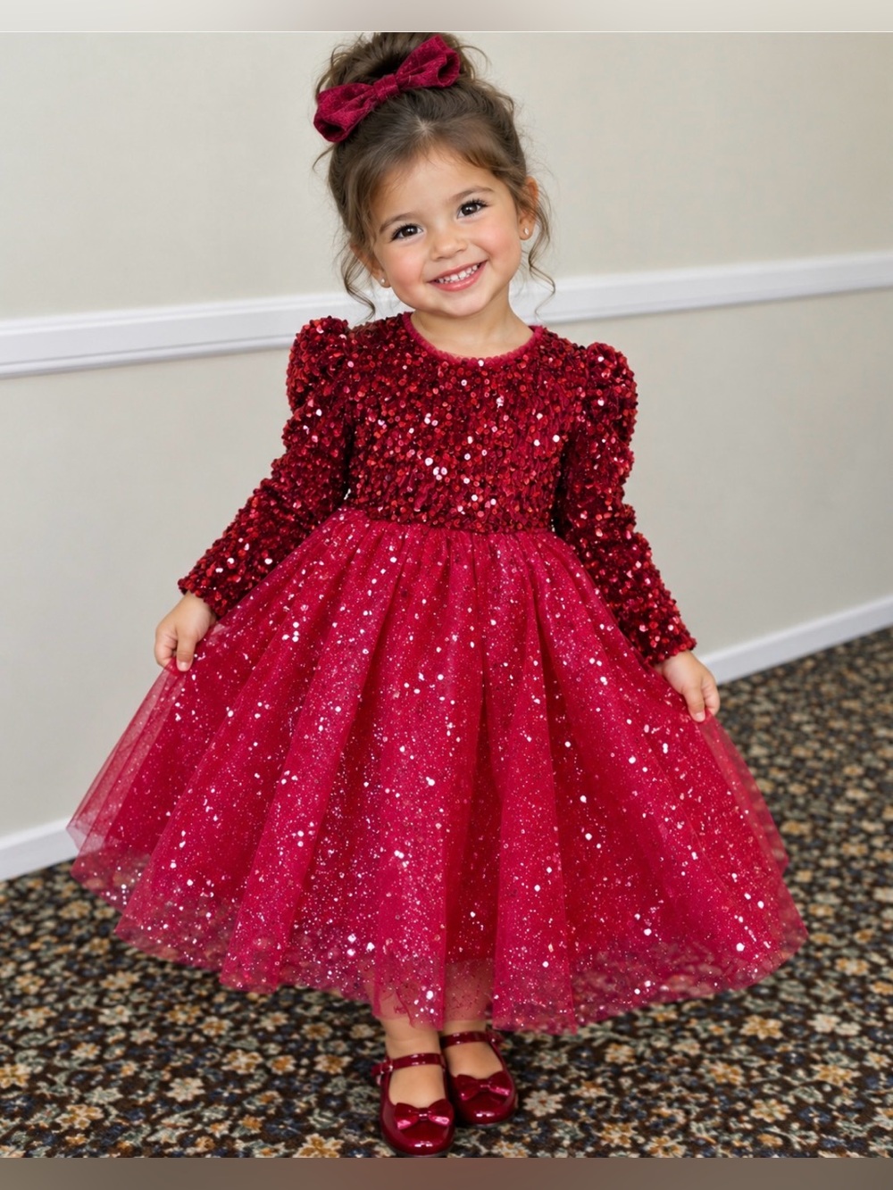 Red Sequin and Tulle Dress
